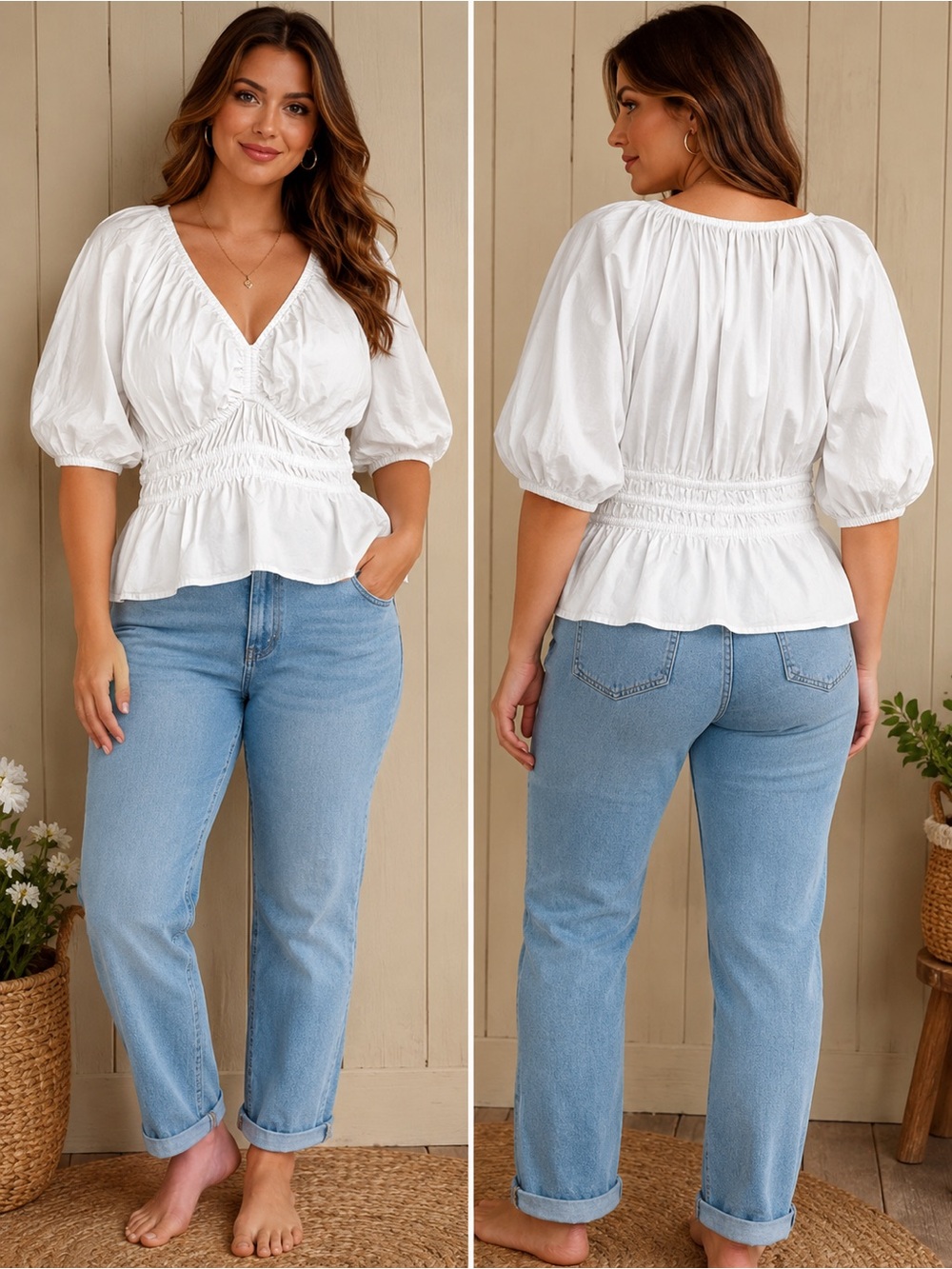 Old Navy Large Smocked Peplum Milkmaid Blouse Coquette Casual Cotton Lightweight